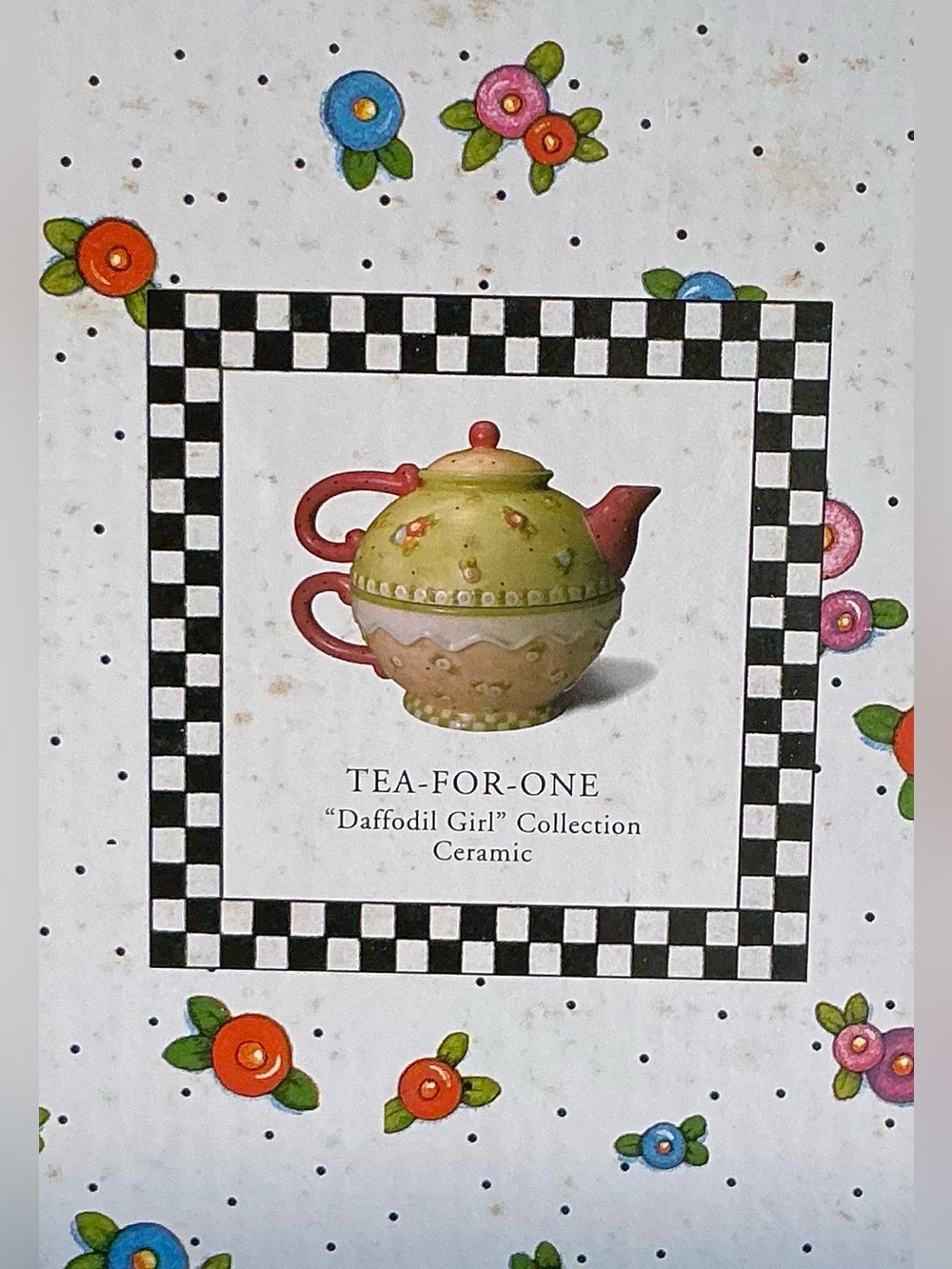 NWB Vintage Mary Engelbreit "Daffodil Girl" collection ceramic Tea-for-One set